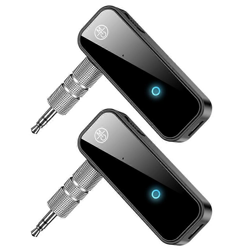 2 Pack Bluetooth Receiver,Bluetooth Car Jack Adapter,5.0 Bluetooth Transmitter,Portable Wireless 3.5mm Aux Bluetooth Adapter