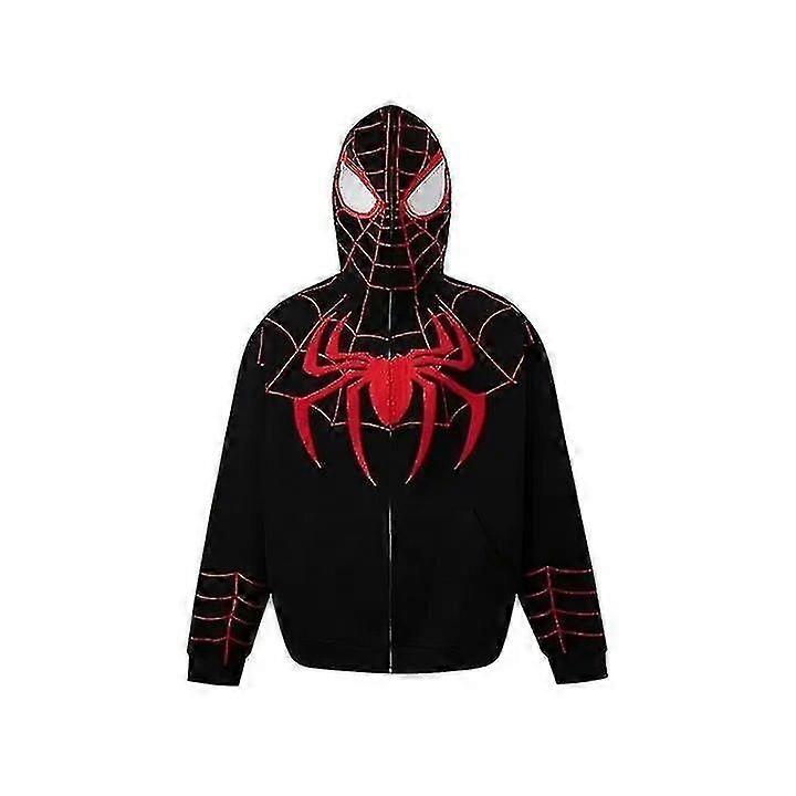 Spider Web Pattern férfi kapucnis pulóver Extra Punk laza zsebes pulóver Y