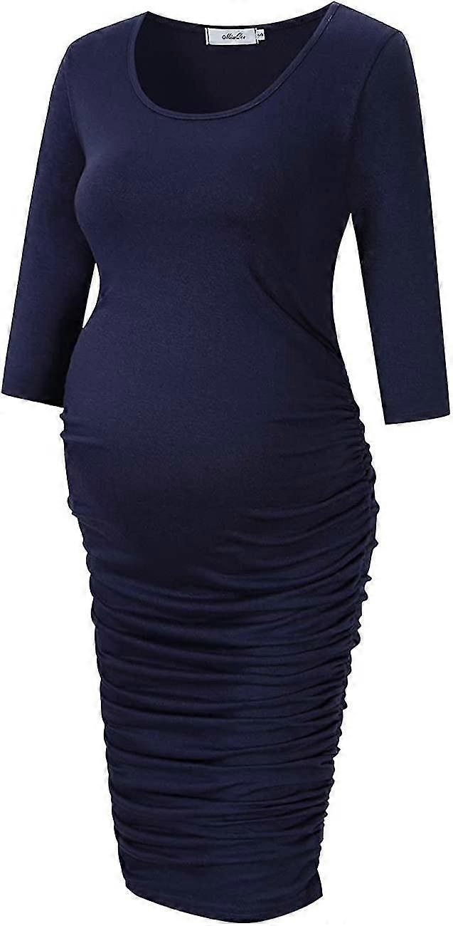 Maternity  Ruched Round Neck Maternity es S-2xl