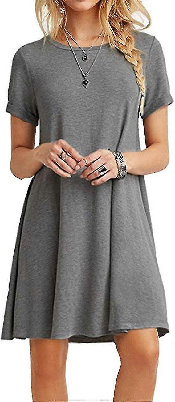 Women's Casual Plain Simple T-shirt Loose Dress | Fruugo IE
