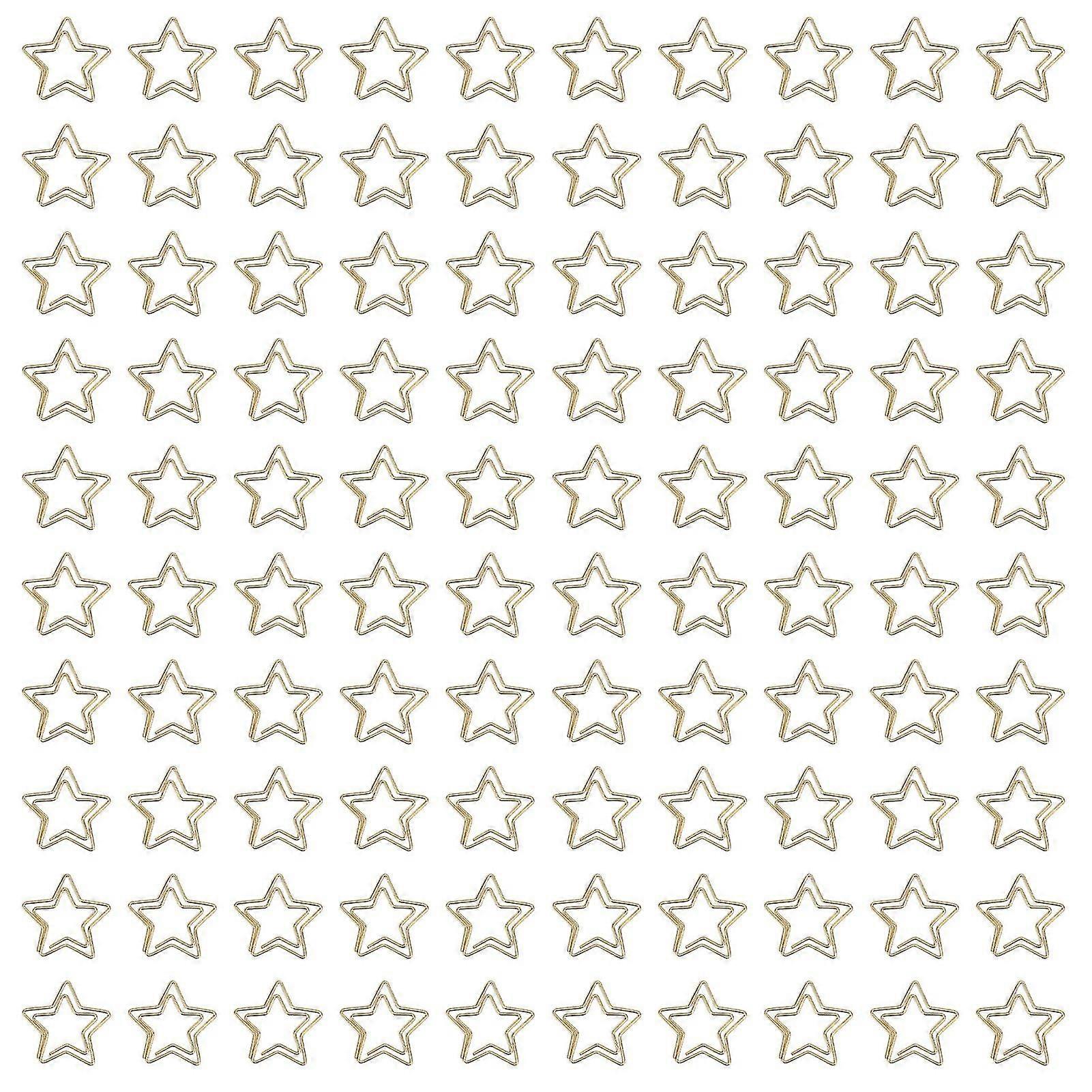 100pcs Rust Resistant Plating Process Cute Star Paper Clips for Office and School Use