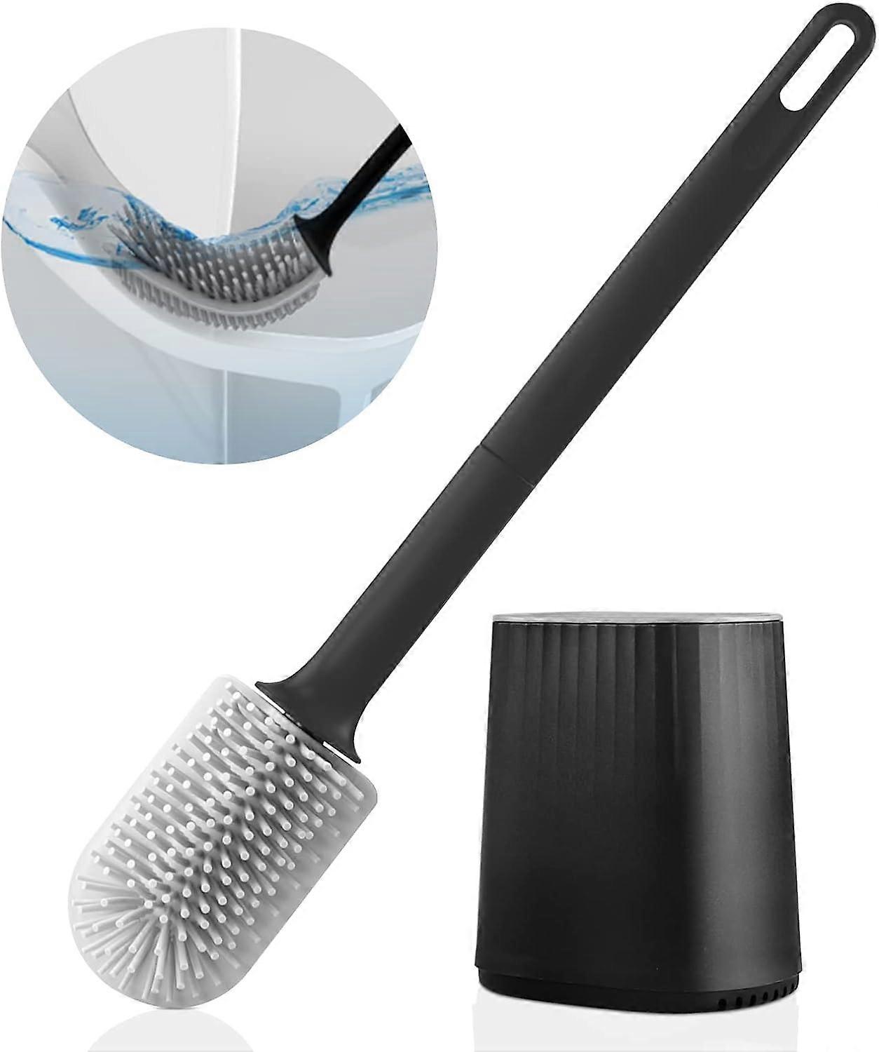Toilet Brush,with 3 in 1 Multi-Function Brush Head and Quick-Drying Holder