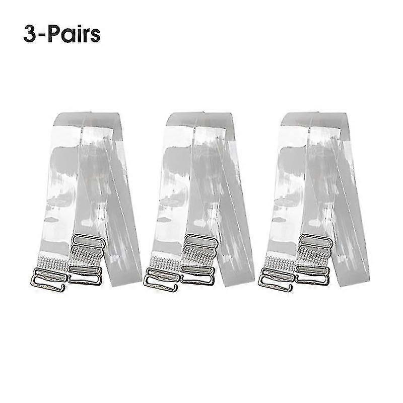 3 Pairs Clear Bra Straps, Stainless Steel Hook Multiple Width Support, Transparent Removable Invisible Replacement Bra Shoulder Straps