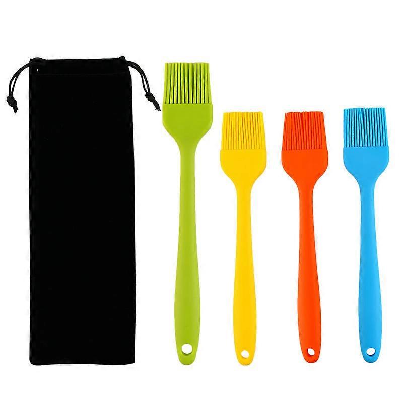 Silicone Cooking Brush,BBQ Brush Set,Easy Clean Multiple Color 4pcs for BBQ,Basting,Baking, Pastry, Cooking