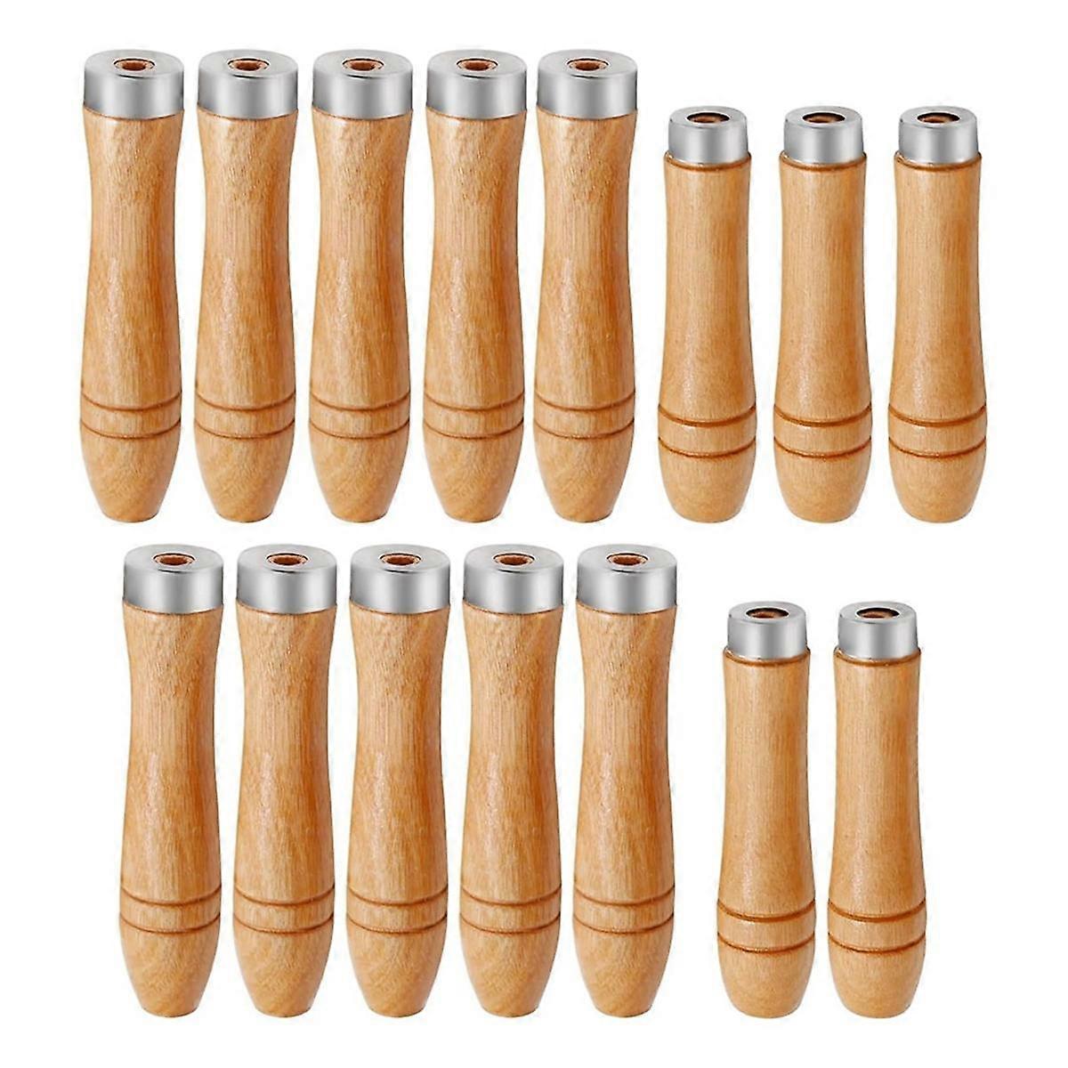 Wood File 15pcs Wooden File Special Handle Burr Free Steel File Round Hole Small Wooden Handle (4mm+5mm+6mm)