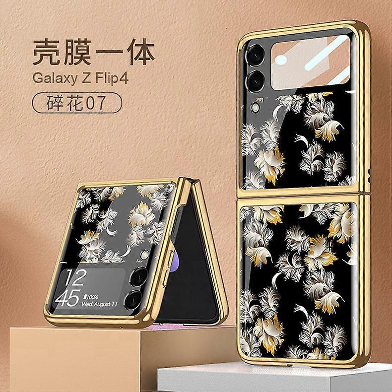 Για το samsung γαλαξία z flip 4 περίπτωση τηλεφώνου Floral πτυσσόμενη επένδυση προστατευτικό κάλυμμα