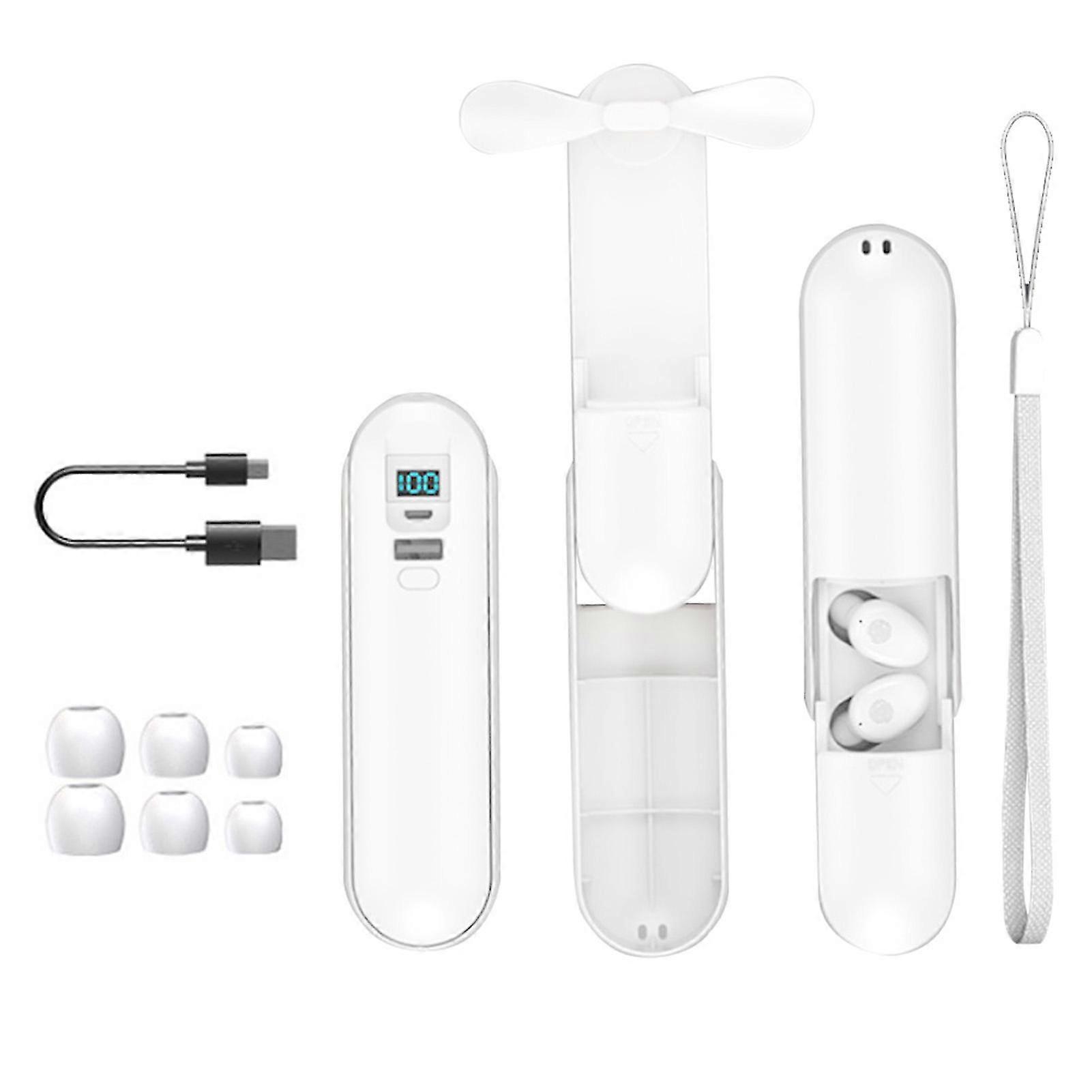 2 sluchátka 1 nabíjecí box 6 kusů zátkových chráničů sluchu 1 kabel bílý