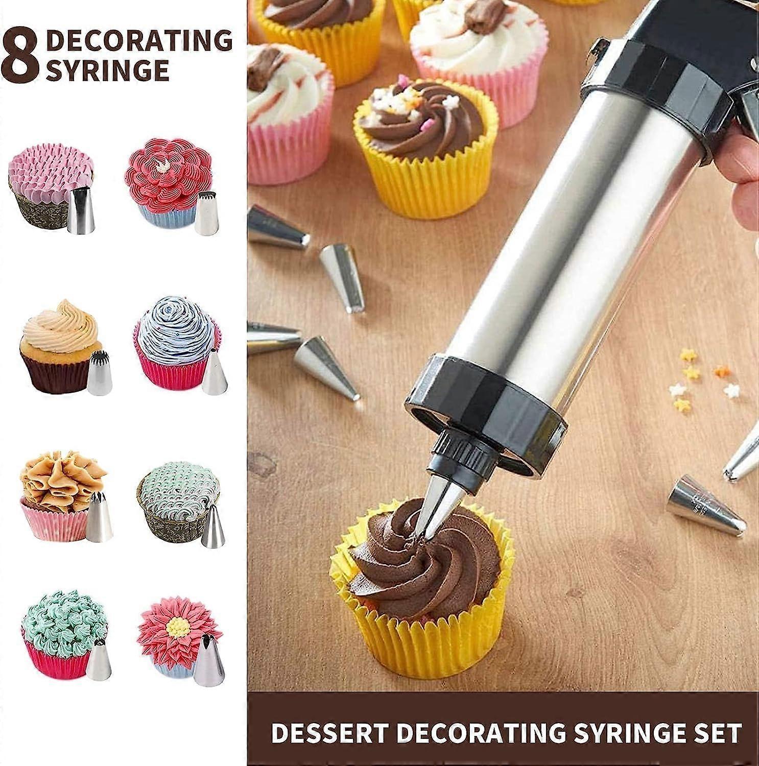 Stainless Steel Cookie Press Gun Kit With 13 Discs, 8 Icing Tips & Cleaning Tools - Spritz Cookie Maker For Baking