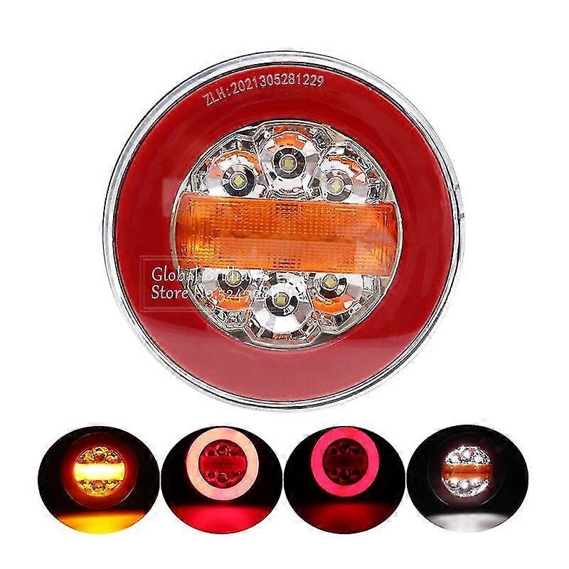 1/2/4x 12v 24v Truck Rear Light Trailer Tail Light Dynamic Running Turn Signal Brake Reversing Light Caravan Round Led Taillight