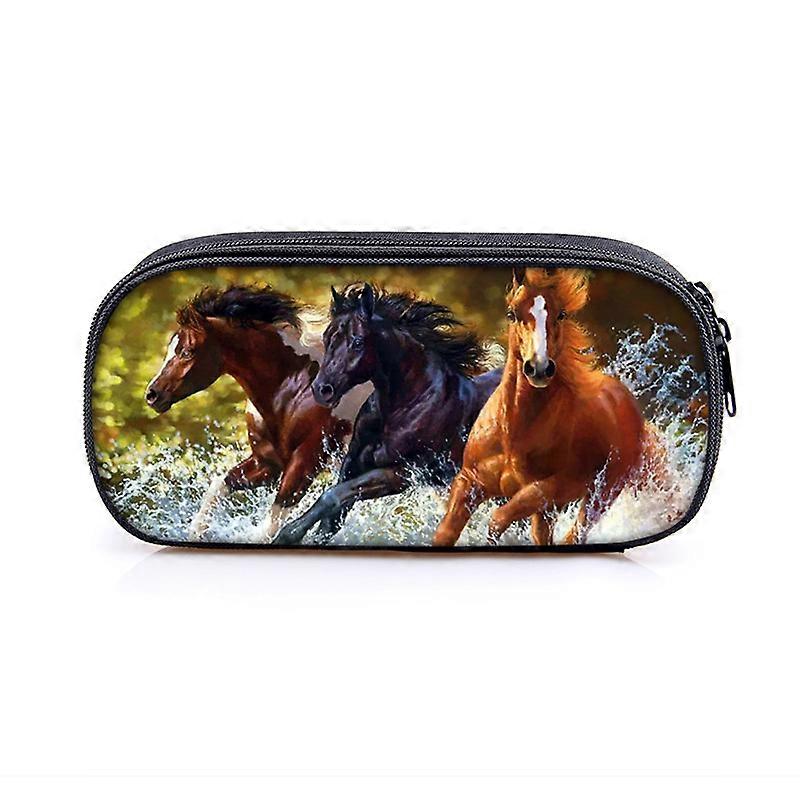 Galloping Animal Printed With Zip Pencil Pencil Case