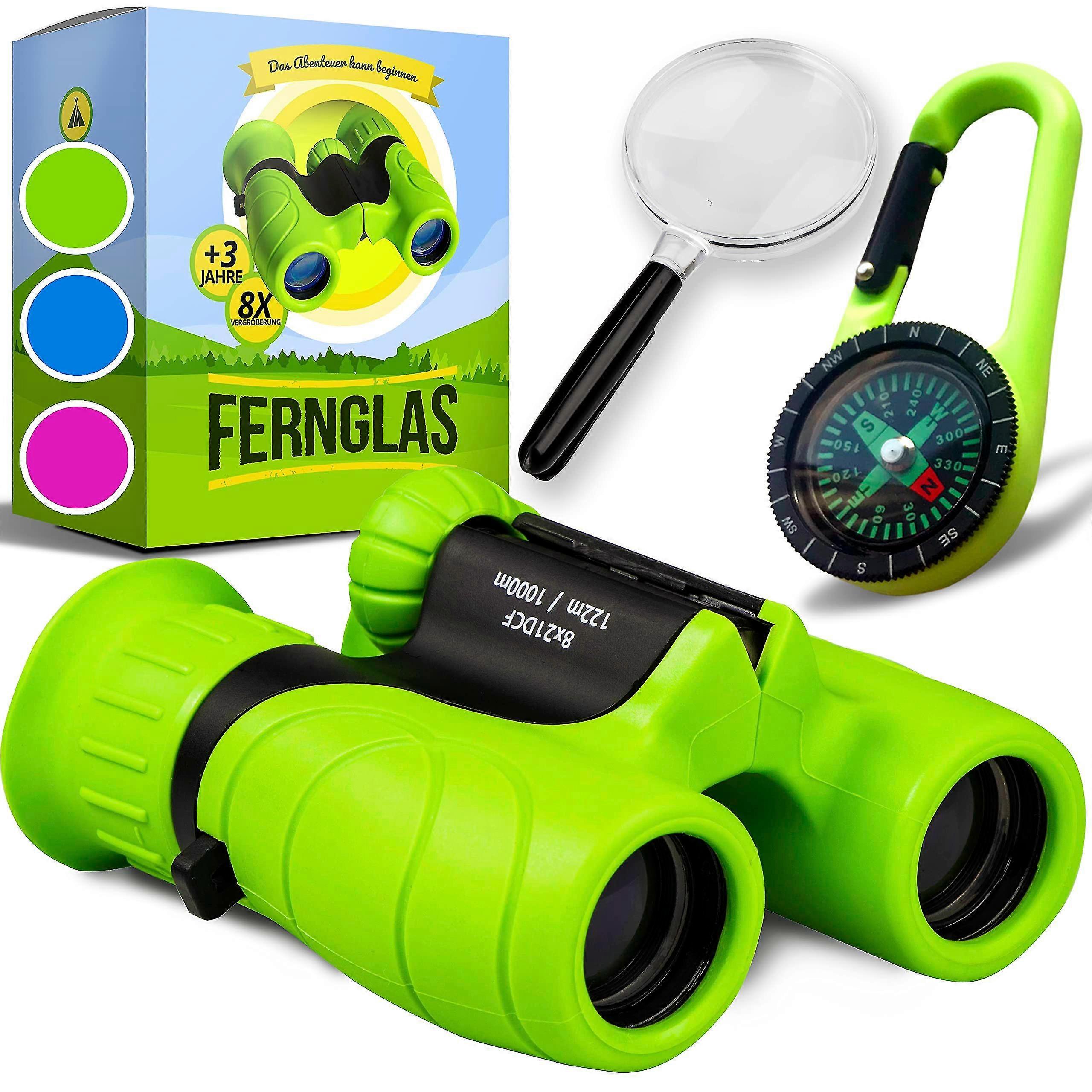 Children's Binoculars With High Magnification (8 X 21) - The Perfect Gift For Little Adventurers In A Comprehensive Set With Magnifying Glass & Compas