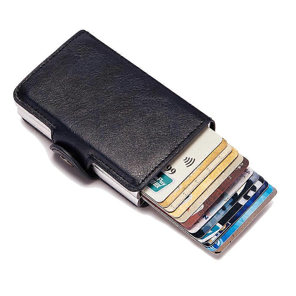 Men's Rfid Card Holder Carbon Fiber vintage Leather Credit Card Holder for Men Mini money clip wallet