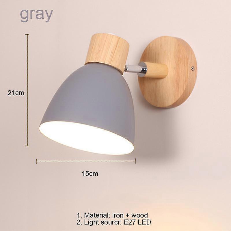 Nordic E27 Led Vägglampa Trä Moderna Sconces Lätt Inomhusbelysning Heminredning För Sovrum Sovrum Vardagsrum Kök Studie