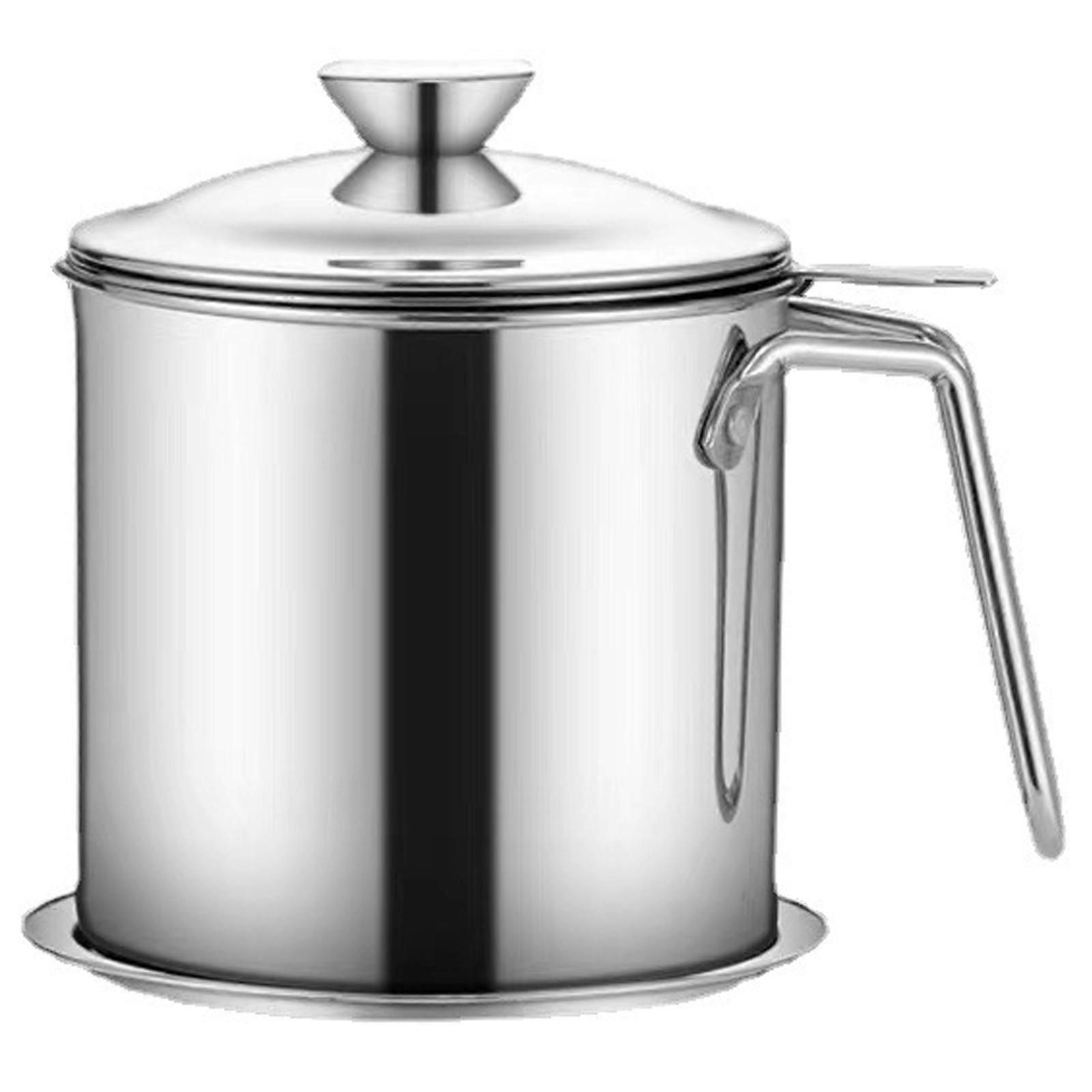 1.3L Oil Filter Storage Can Grease Strainer Pot Container Kitchen Cooking Tool