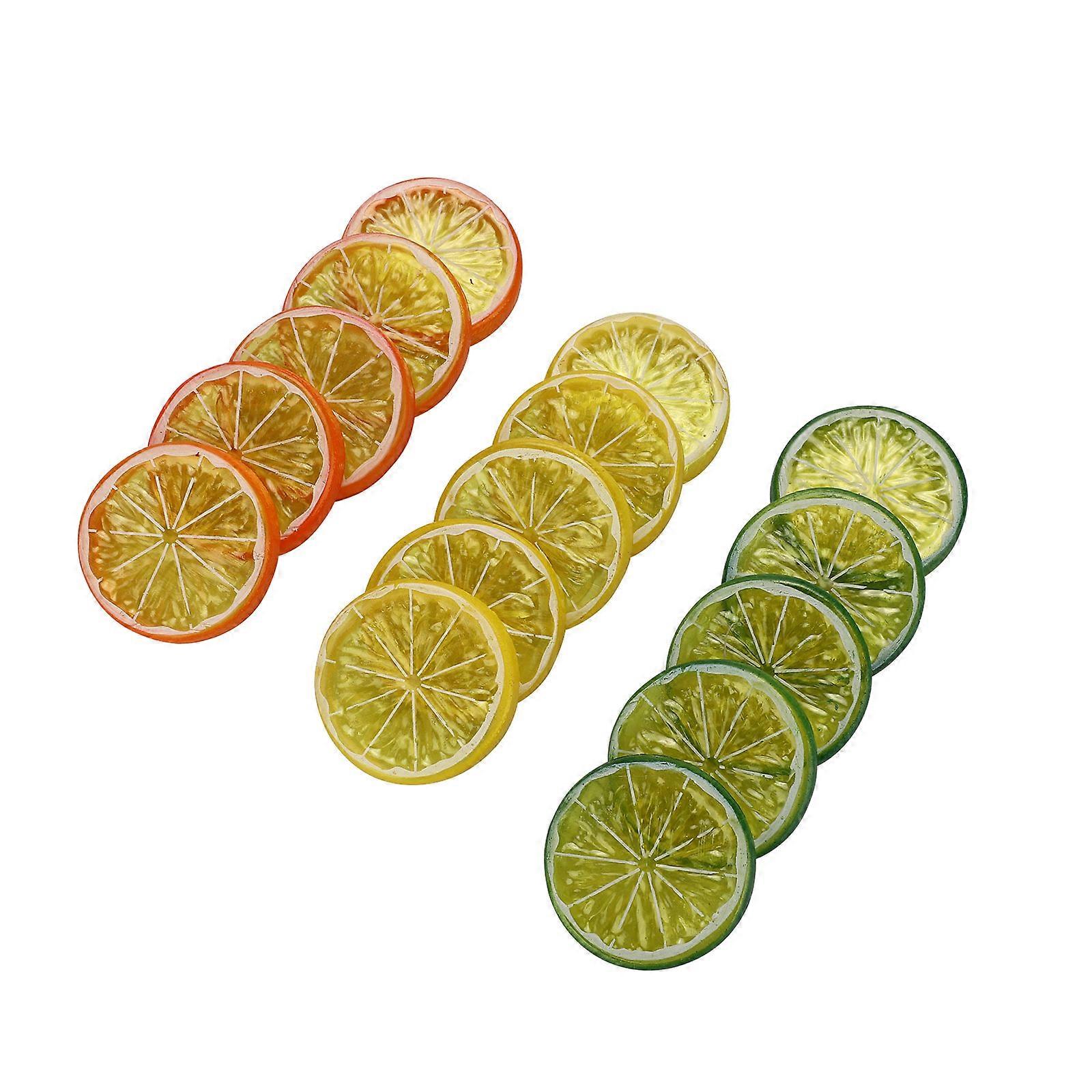 2023 New Lemon Strawberries Watermelon Kiwi Simulation Fruit Slices Green Artificial Fruits Red New Style Mixed Home Decorations