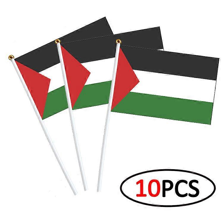 Palestinian flag hand-waved flag with flagpole No. 8 flag 14*21cm polyester double-sided pattern