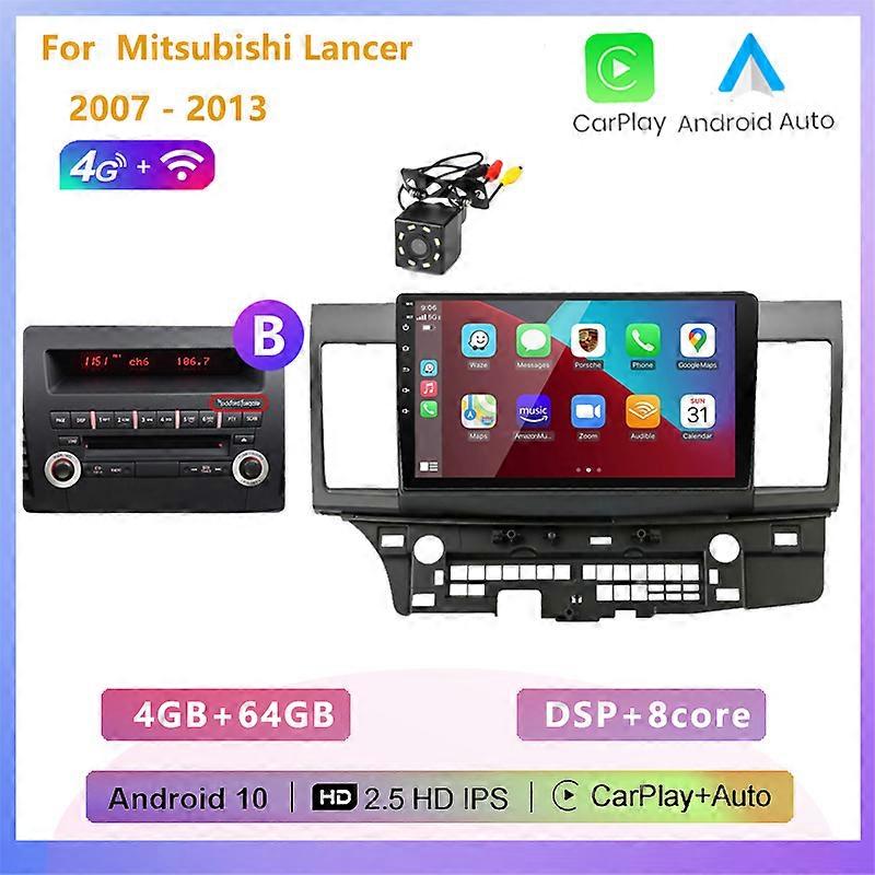 2GB+32GB 2 din Android 10 car radio multimedia stereo player carplay Auto GPS navigation for Mitsubishi Lancer 2 2007 2008 -2013
