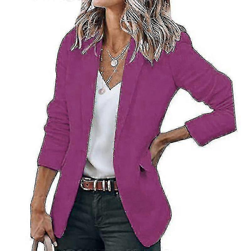 Women's Temperament Long-sleeved Jacket Solid Color Suit Collar Loose Single-breasted Suit