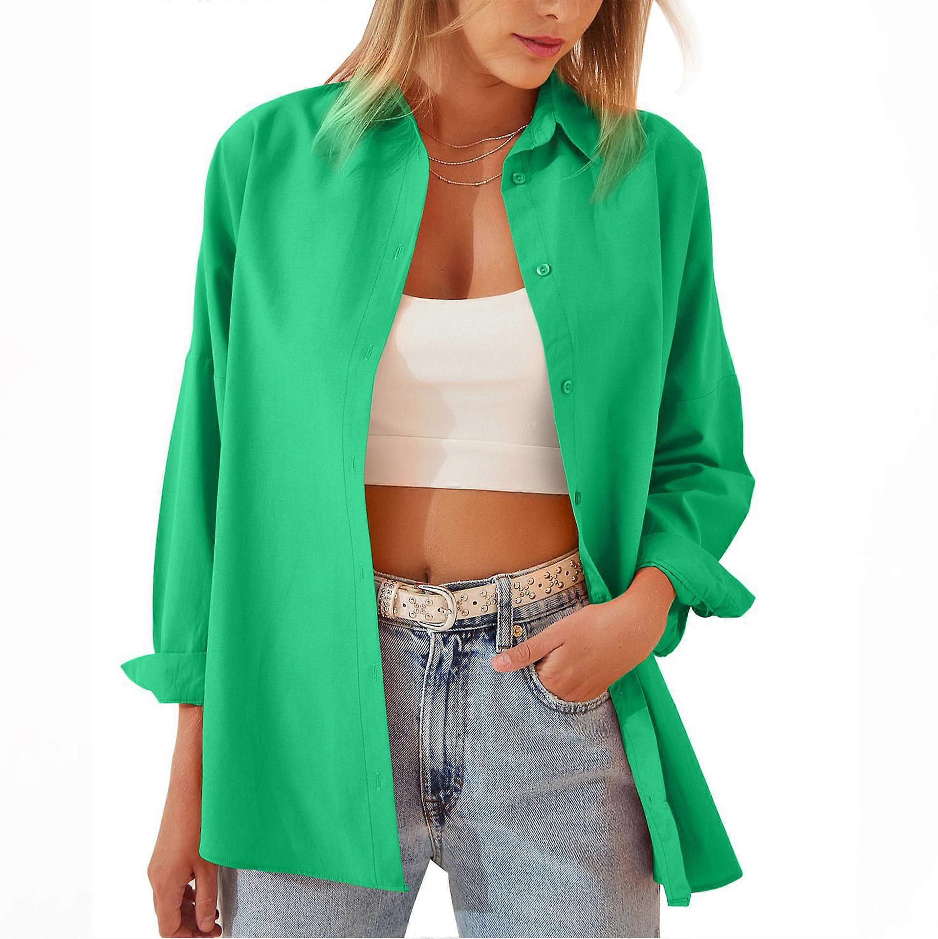 Women's Cardigan Candy Colored Loose Fitting Long Sleeved Shirt