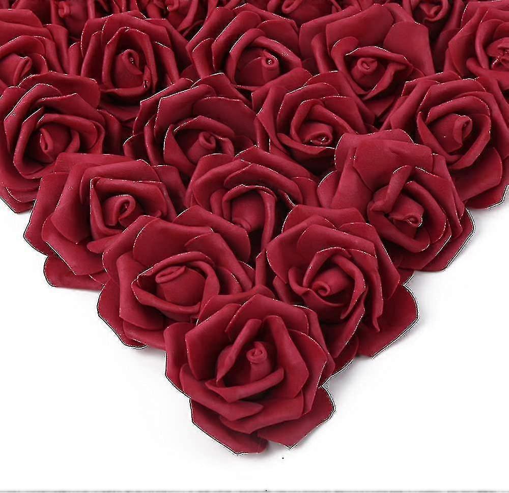 100 adet 7cm Mini Yapay Gül Çiçeği Pe Köpük Sahte Gül Kafası Diy Düğün Çiçekleri