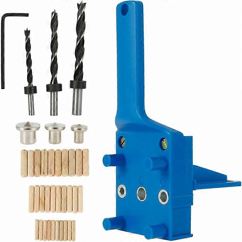 Set of 41 pieces Dowel drilling jig, Wooden dowel drill guide with parallel stop, Doweling jig kit with dowel centering device 6 mm / 8 mm / 10 mm