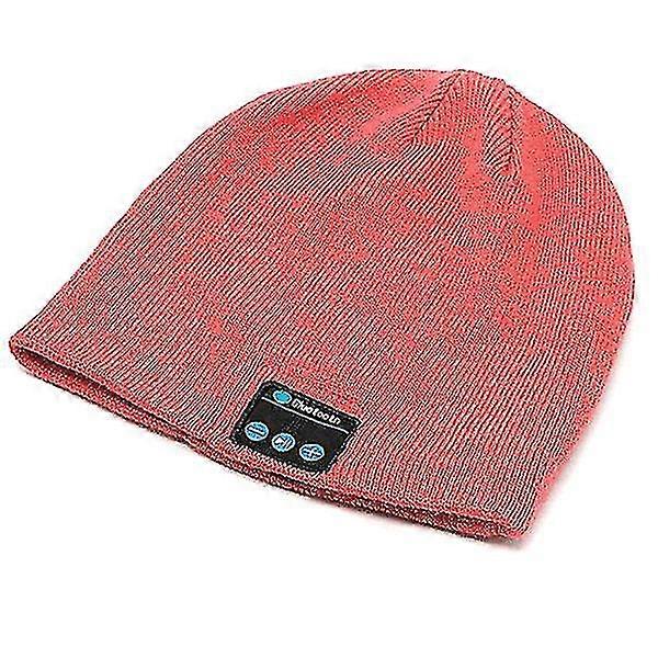 Wireless Bluetooth Knitted Beanie Hat With Headphones Music Phone Call Function Gifts For Men Outdoor Use Red-Red