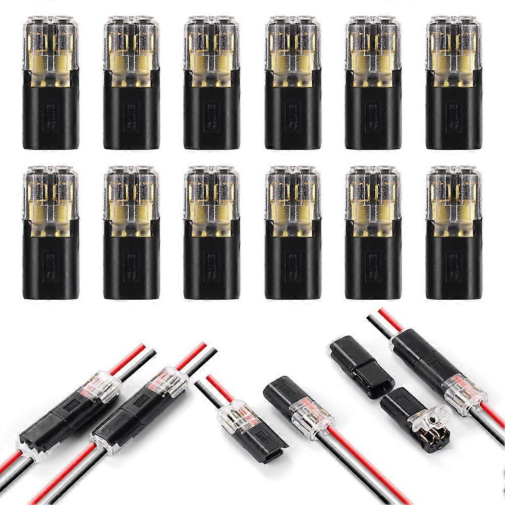 Wire Connectors, 12Pcs Quick Dual Wire Terminal Block, 2 Pin Peel-free Push-type Design Connectors, 18-22AWG Wire Quick Splice Connector Wire Crimp Te