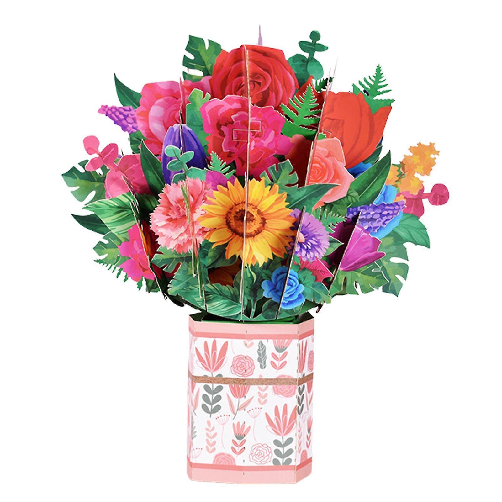 Pop Up Cards 9.8 X 9.8in 3D Flower Greeting Card Bouquet For All Occasions Like Mothers Day Fathers Thinking Of You S