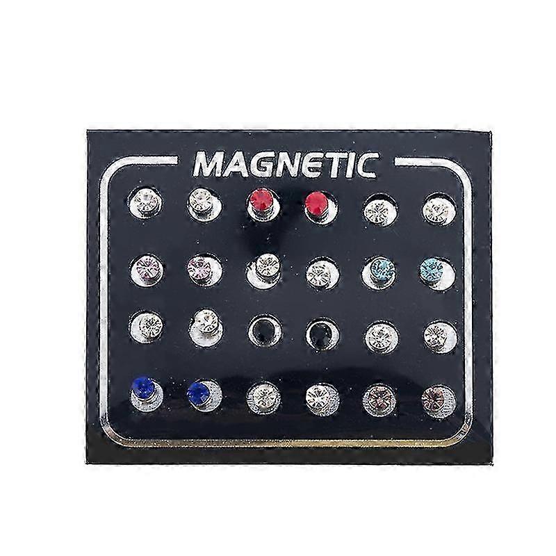 12pairs / set Unisex Stras încrustat magnetic Stud cercei non Piercing bijuterii