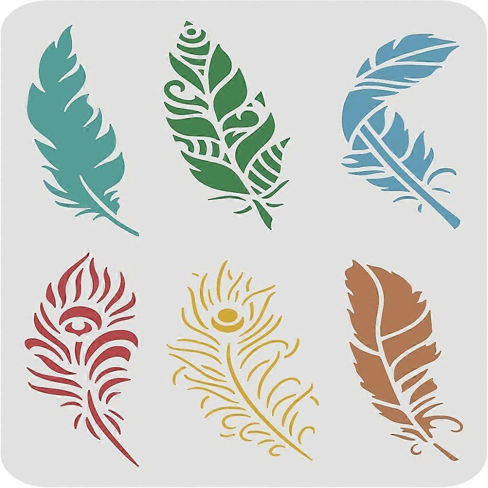 1pc Peacock Feather Stencil 29.7x21cm Reusable Beautiful Feathers Stencil Mandala Feathers Stencils Large Feather Stencils for Painting on Wood Canvas