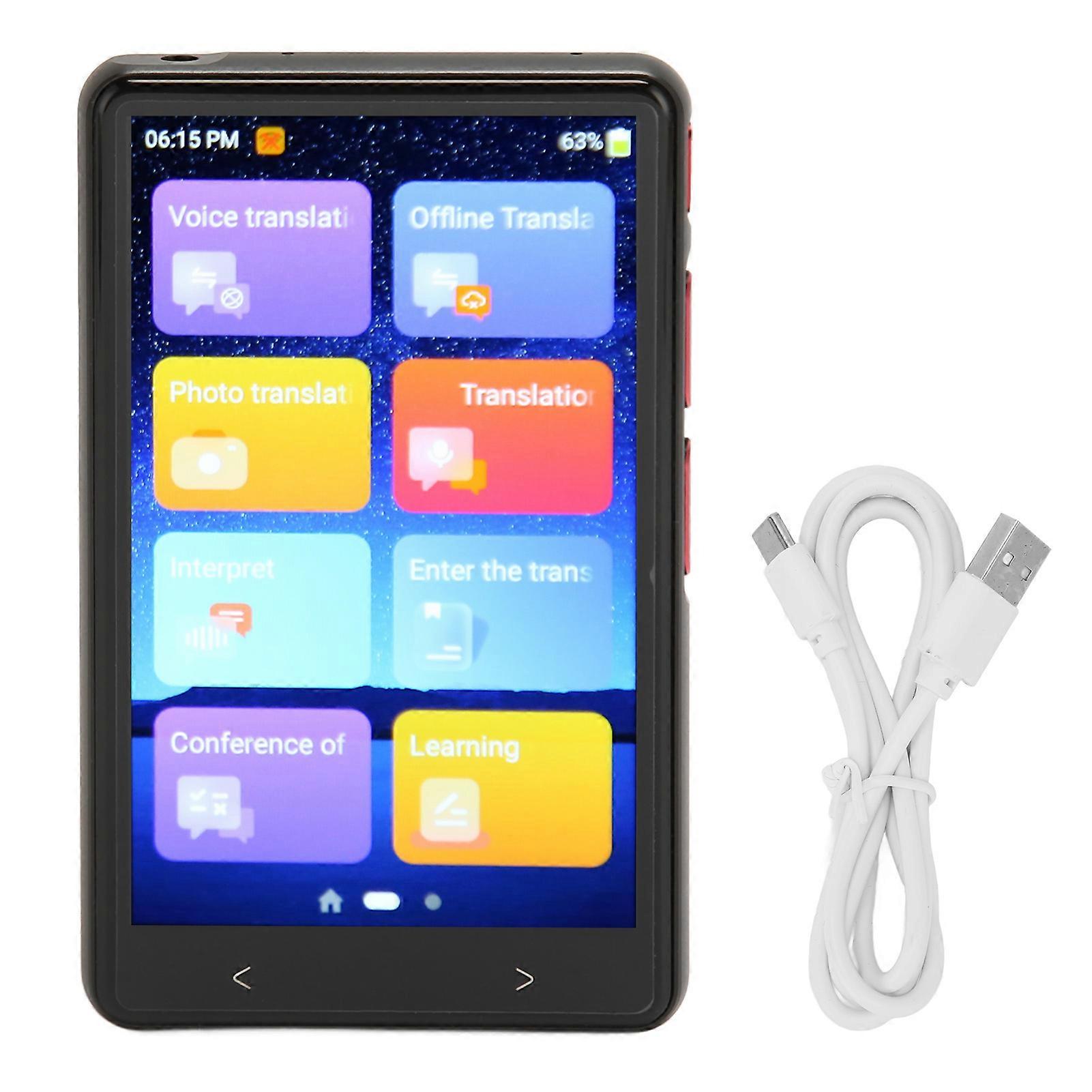 Voice Translator 135 Languages 4in Touch Screen Support Recording Photo Online Offline WiFi Translator for Travel Black