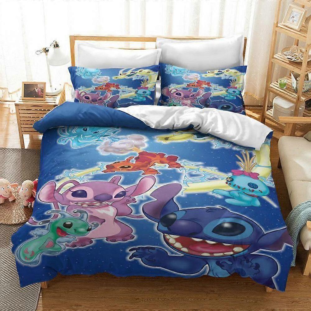 a103 Bed Sheets Lilo & Stitch  Quilt Duvet Cover Set Bed Linen  Bedding  Soft3-Piece Bedding Set (1 Duvet Cover + 2 Pillow Shams) Tm103