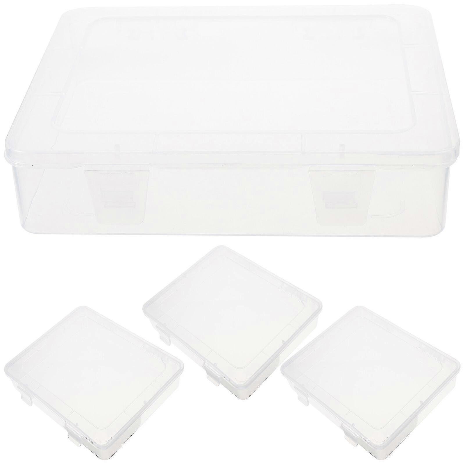 4pcs Small Storage Containers Rectangular Plastic Storage Box Clear Storage Bins