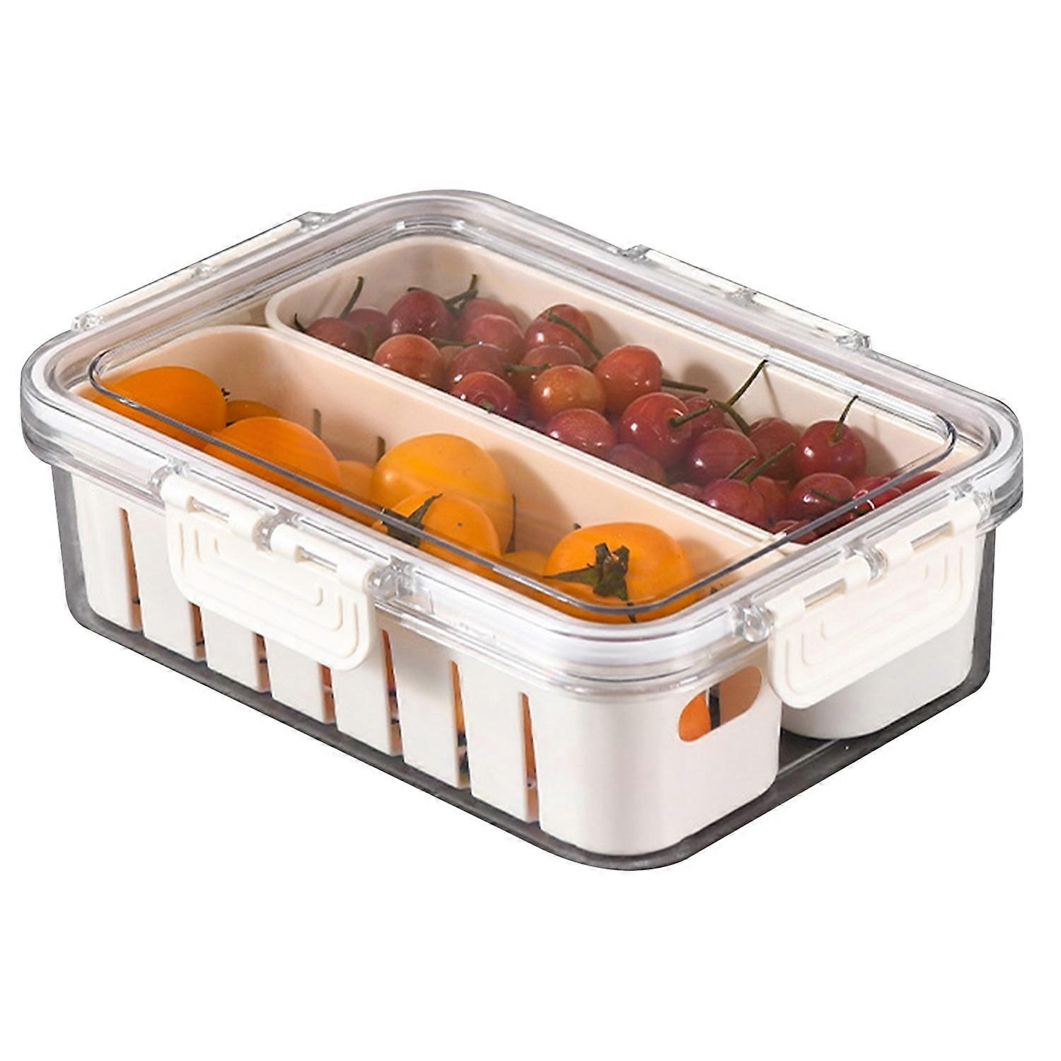 Kitchen Double-layer Crisper Box Drain Basket Bowl Washing Storage Box Lock Design Fruit Drainer