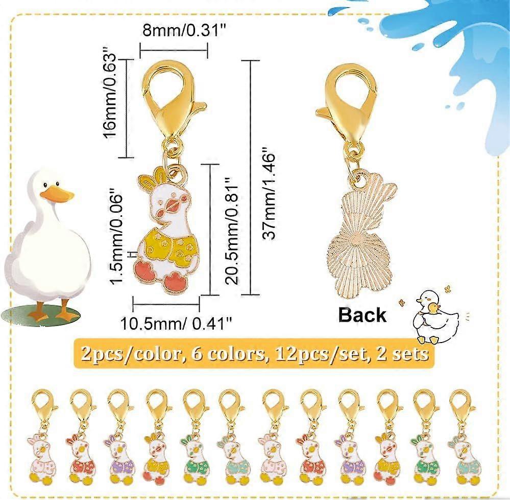 24 Pcs Duck Stitch Markers Enamel Alloy Crochet Stitch Marker Charms Removable Lobster Claw Clasps Locking Stitch Marker for Knitting Weaving Sewing J