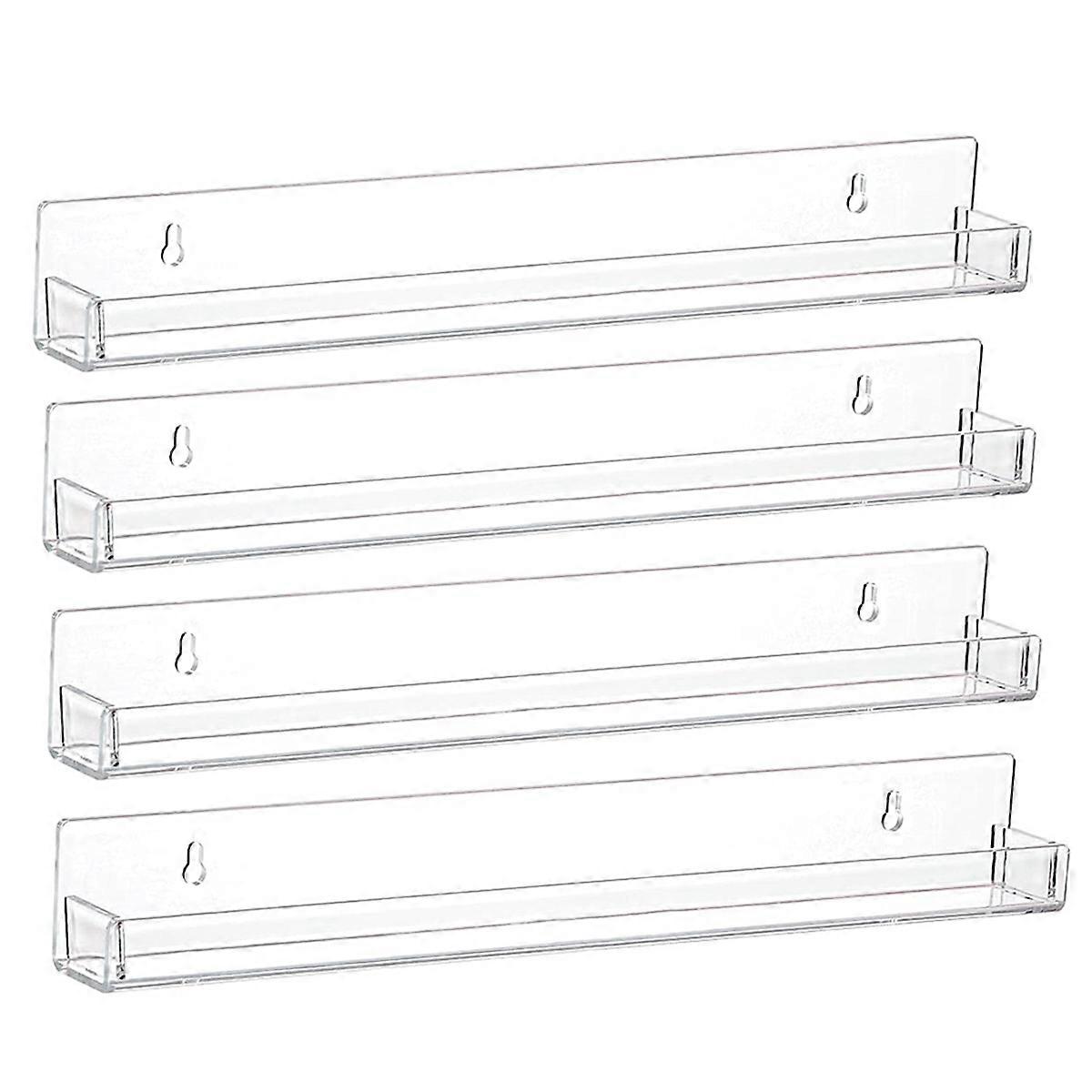 Nail Polish Rack Wall Mounted Shelf 4Pack,Clear Acrylic Nail Polish Holder Organizer with Removable