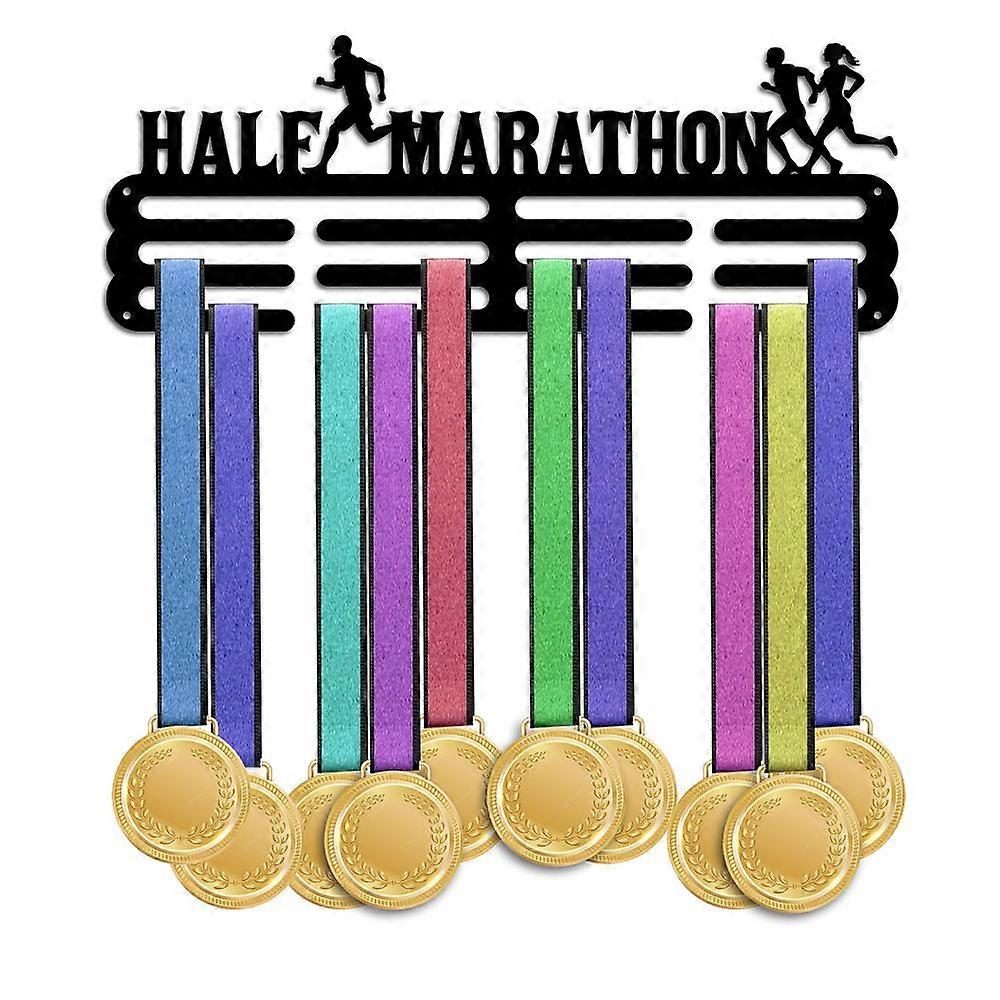 Half Marathon Theme Iron Medal Hanger Holder Display Wall Rack with Screws Running Pattern 150x400mm