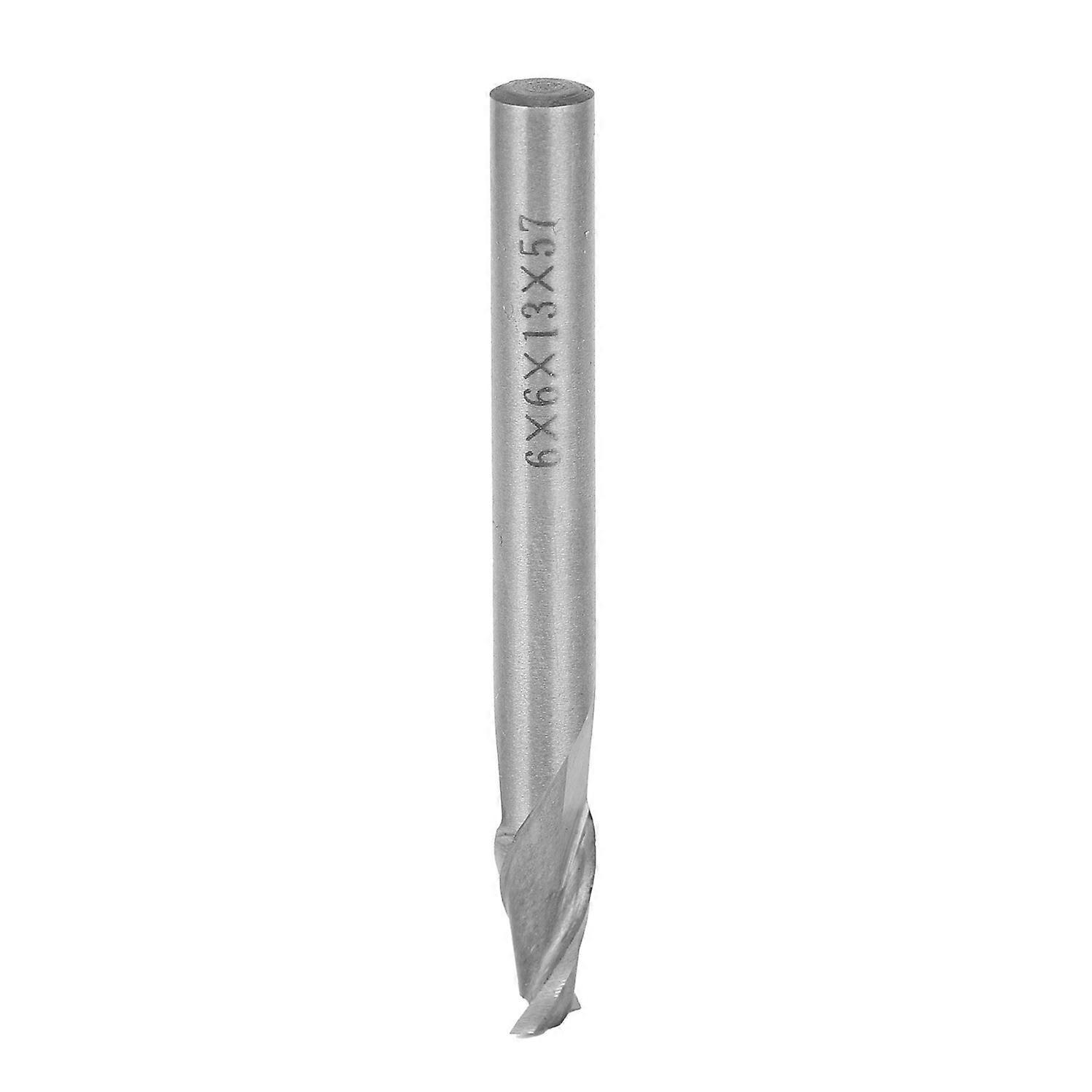 Spiral End Mill High Speed Steel 2‑Flute Straight Shank CNC Milling Cutter Tool Hardware6x6x13x57