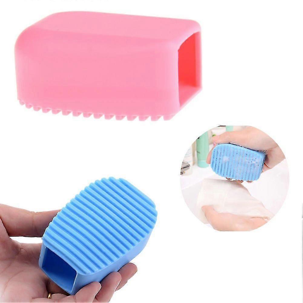 2 Pcs Candy Color Blue And Pink Silicone Washboard Creative Mini Handheld Laundry Washboard