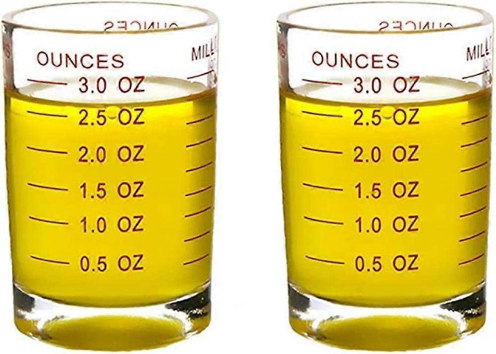 Shot Blasted Glass Measuring Cup 3 Oz/90ml Liquid Heavy Espresso Glass Cups 2 ( Red 90ml 2 Pack)