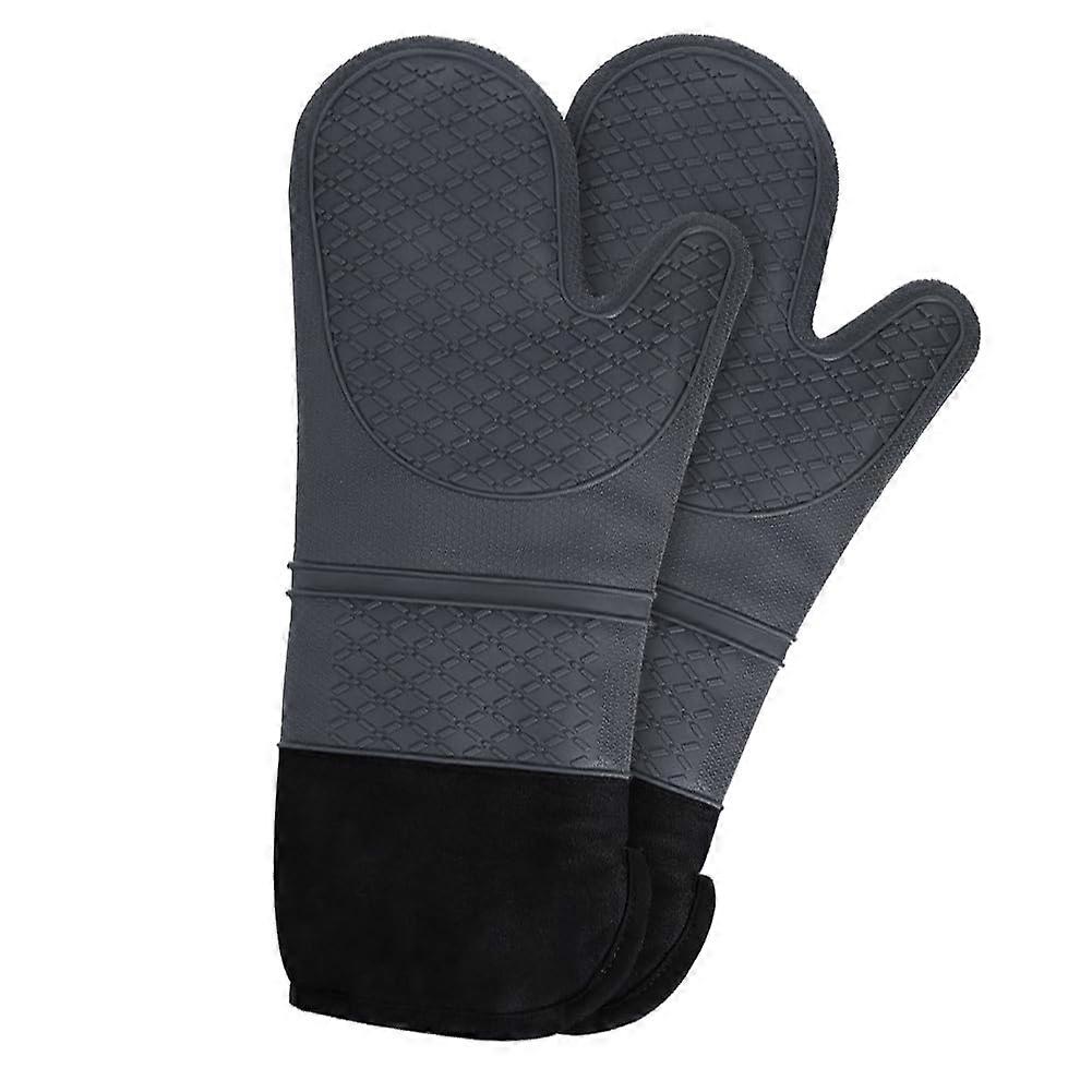 Silicone Oven Mitt Heat Resistant Slip-Resistant Cooking Gloves with Soft Quilted Liner for Baking and Grilling