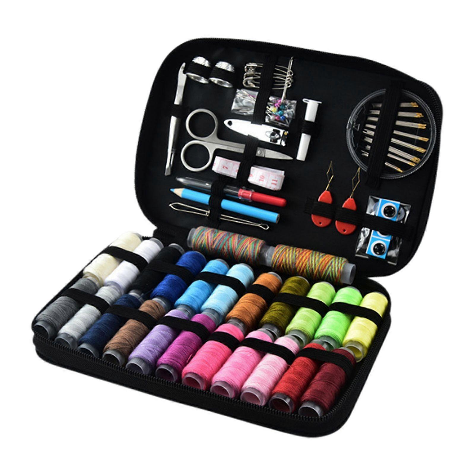 97Pcs/Set Portable Sewing Kit with Case Colorful Thread Needle Tailor Scissors Tape Measure Professional Beginner Home Travel Emergency Sewing Accesso