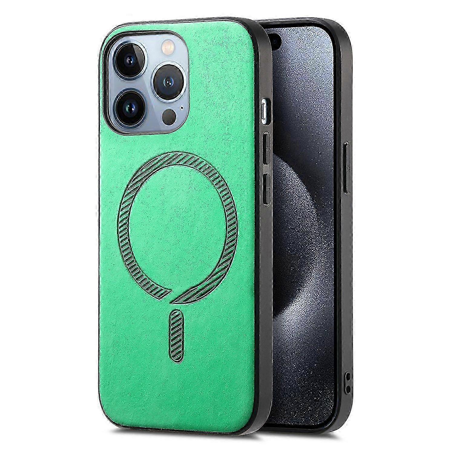 B1 For iPhone 16 Pro Leather Back Case Compatible with MagSafe Skin-Touch Phone Cover -