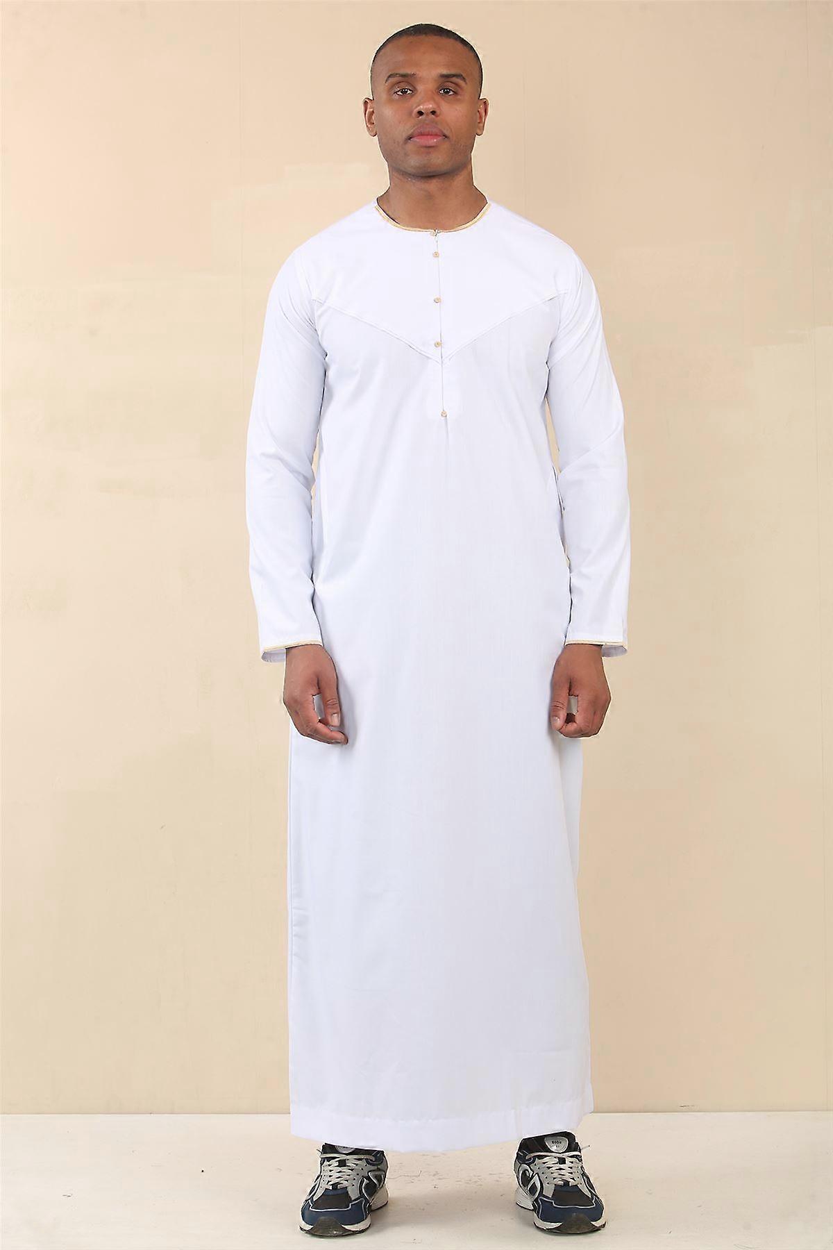 Men's Omani Eid White Thobe  Saudi Emirati Jubba Robe
