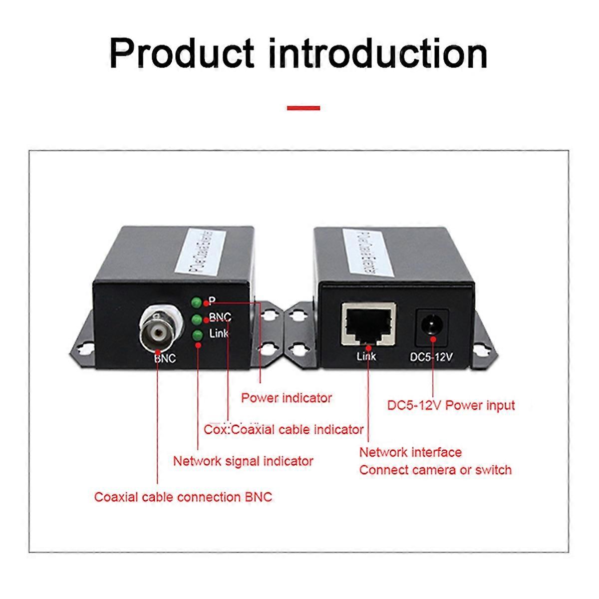 1Pair Ethernet IP Extender over Coax HD Network Kit EoC Coaxial Cable Transmission Extender US PLUG