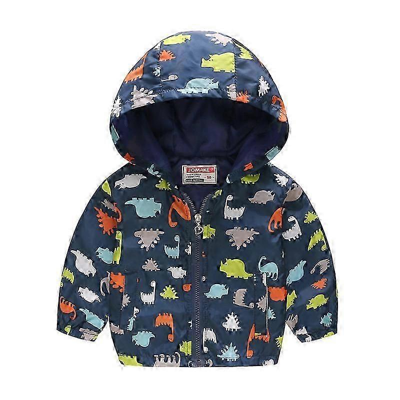 Heyone Toddler Baby Kids Girls Winter Floral Jacket Coat Hooded Zip Windbreaker Blue Dinosaur 2-3 Ye