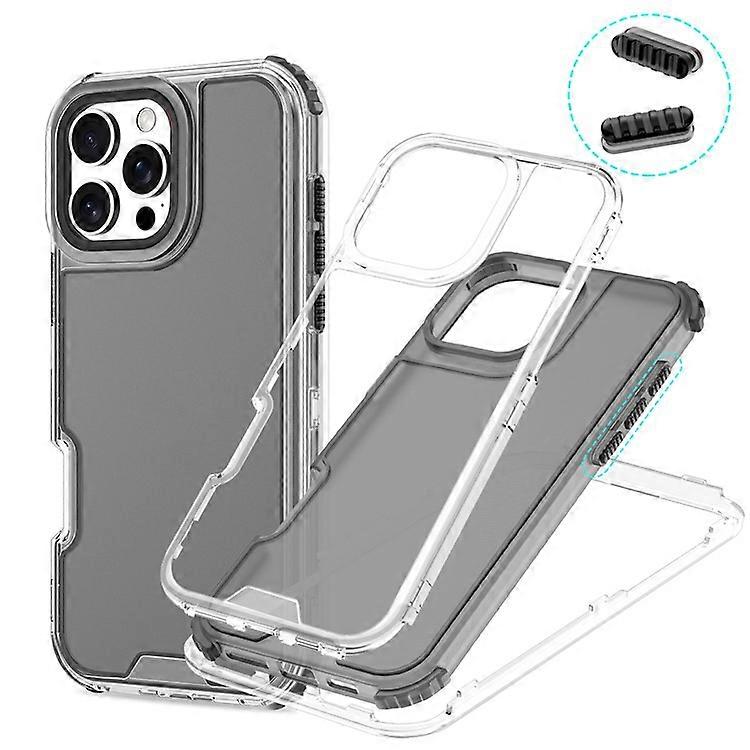 Compatible For iPhone 16 Pro Max Case Detachable Design Soft TPU + Clear PC Phone Back Cover