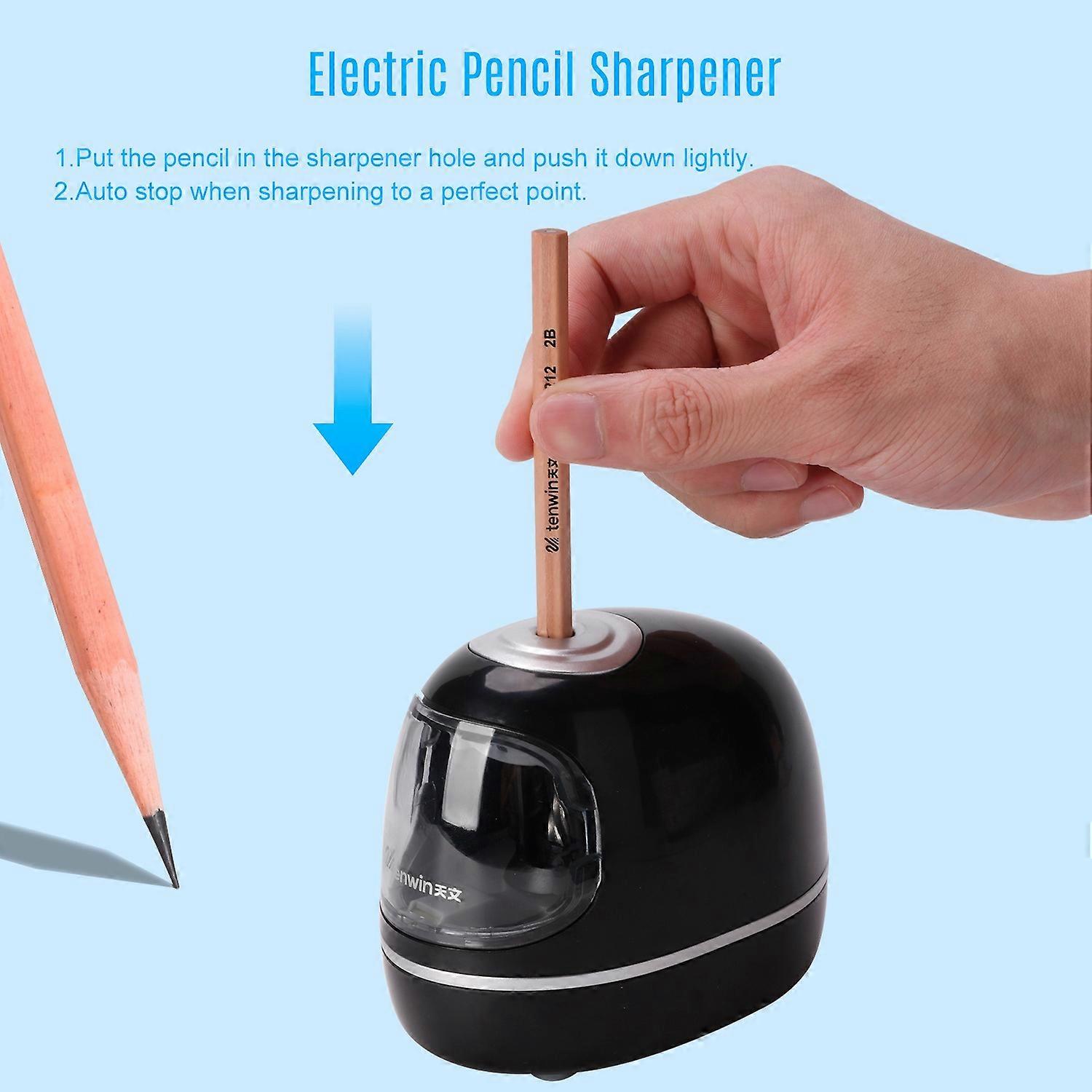 tenwin Portable Electric Pencil Sharpener Durable Helical Blade Sharpness-adjustment USB/Battery Ope