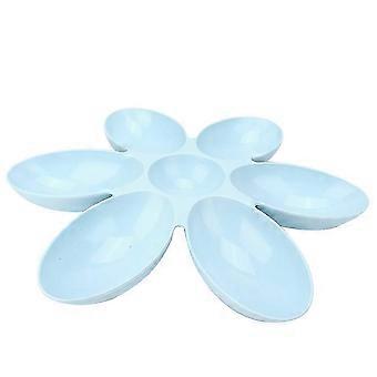PP Durable Pet Six Petals Multiple Case Food Feeder Water Feeding Bowl for Cats Dogs GeneralBlue
