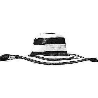 Stripe Ridge Large Wide Floppy Brim Summer Beach Sun Hat Straw Cap Party Garden Travel for Women Lady Girls Black White
